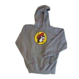 Buc-ee's Classic Logo Red Yellow On Gray Hooded Sweatshirt Unisex Sz L